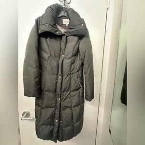 Cole Haan Black Winter Coat - insulated, knee length, gold buttons and zipper